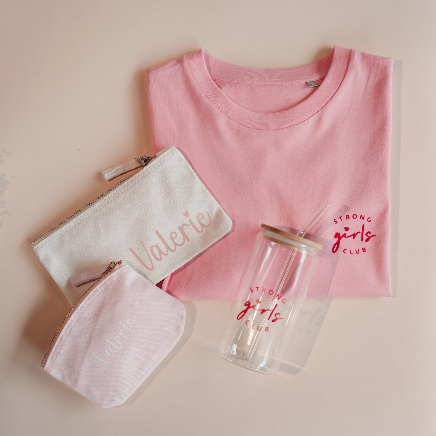 Kleines rosa Kosmetiktäschchen mit Personalisierung – hochwertig & nachhaltig