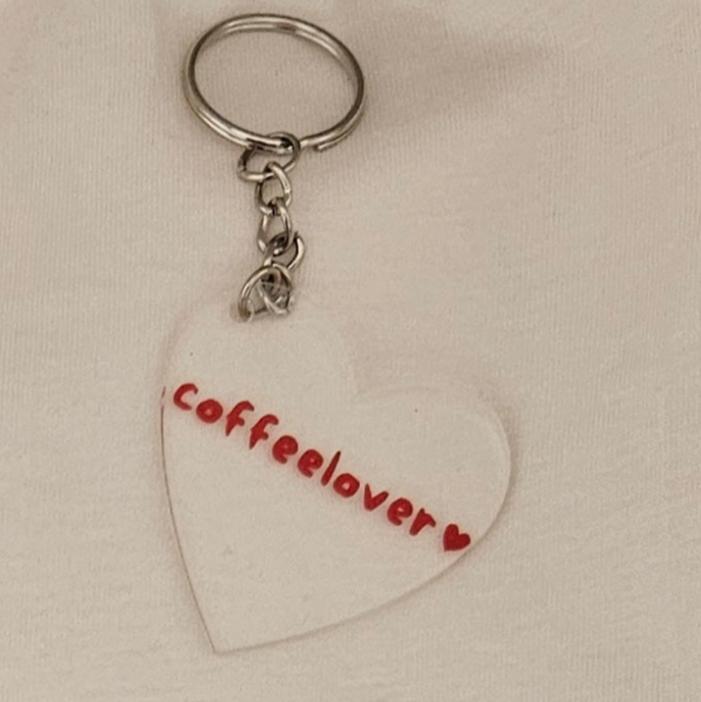 Transparenter Acryl-Schlüsselanhänger mit schwarzer Aufschrift „Coffeelover“ – stylisches Accessoire für Kaffeeliebhaber:innen