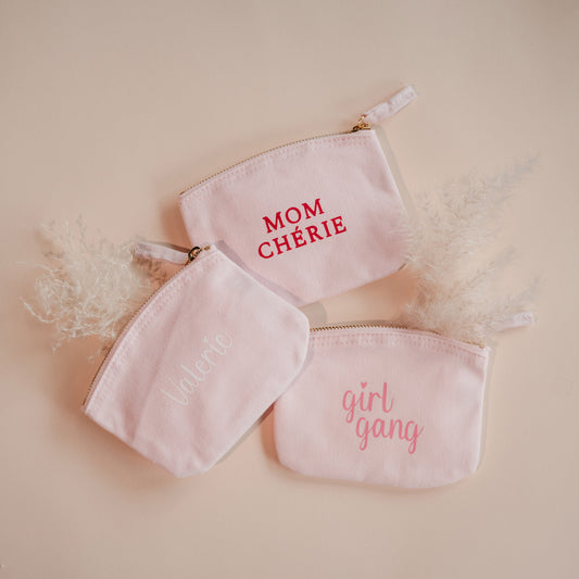 Kleines rosa Kosmetiktäschchen mit Personalisierung – hochwertig & nachhaltig