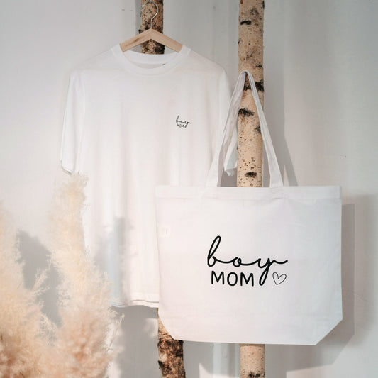 Boy Mom Bundle mit T-Shirt aus Bio-Baumwolle und Shopper – das perfekte Set für jede stolze Mama