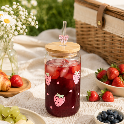 Erdbeer Iced Coffee Glas