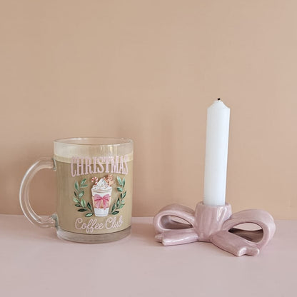 Glastasse mit Christmas Coffee Club Design – weihnachtliche Glas-Tasse für Kaffee oder Tee