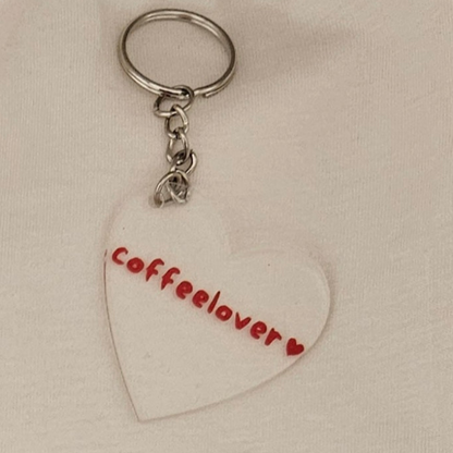 Transparenter Acryl-Schlüsselanhänger mit schwarzer Aufschrift „Coffeelover“ – stylisches Accessoire für Kaffeeliebhaber:innen