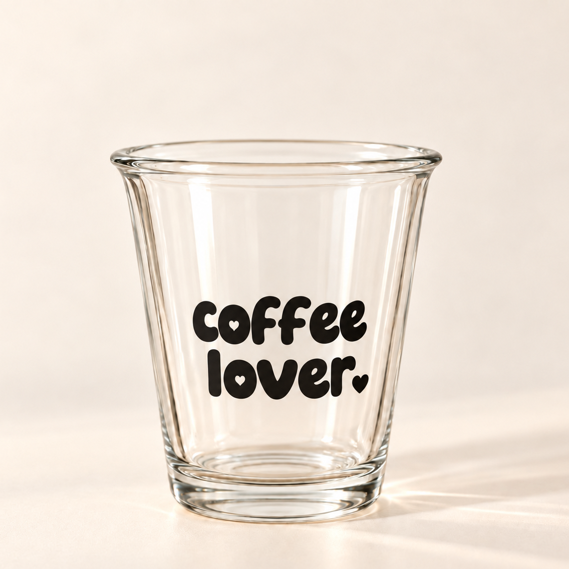 Coffee Lover Kaffeeglas aus Klarglas mit schwarzem Schriftzug