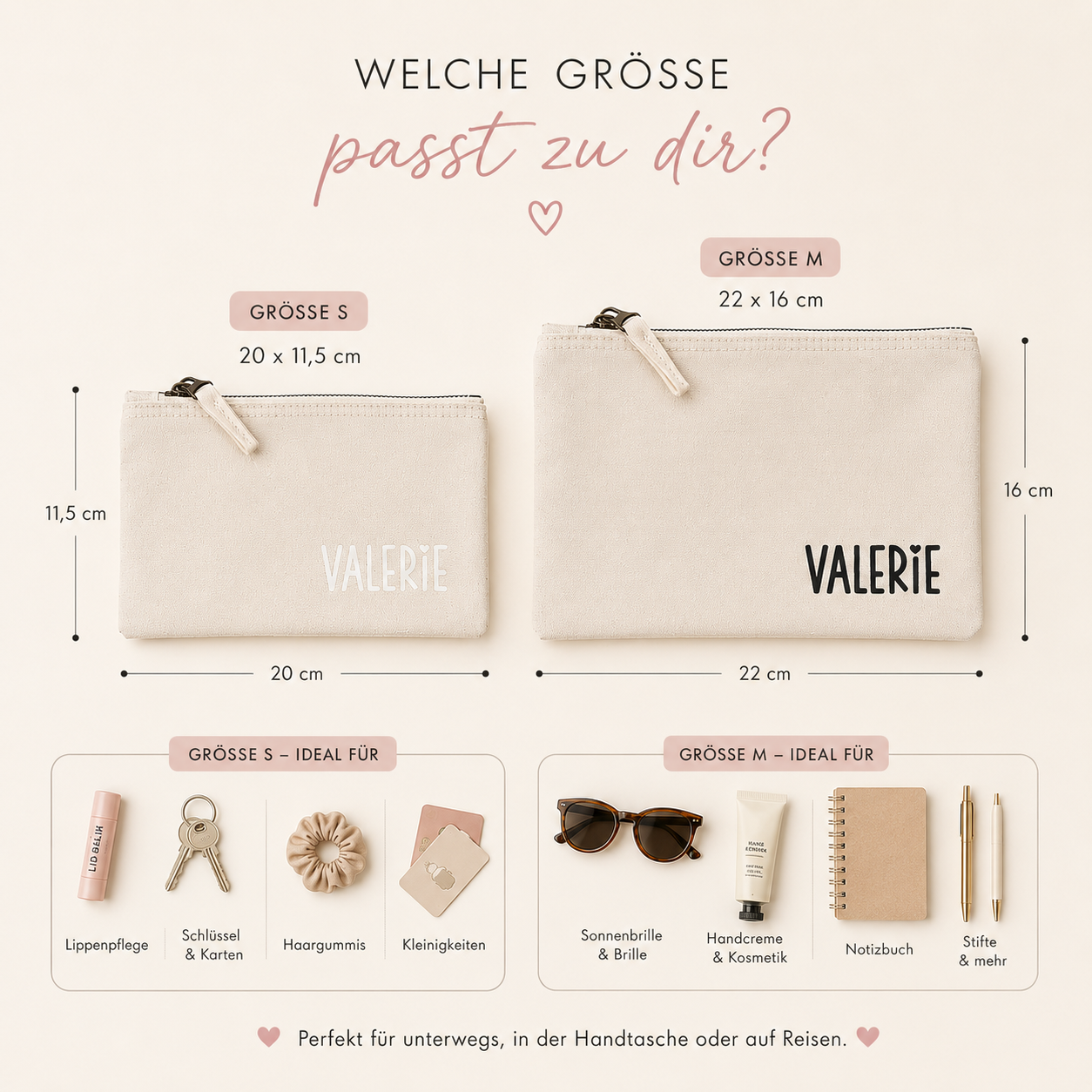 Personalisierte Kosmetiktasche mit Namen für Unterwegs