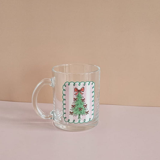 Glastasse mit elegantem Weihnachtsbaum-Motiv – weihnachtliche Tasse für Kaffee oder Tee