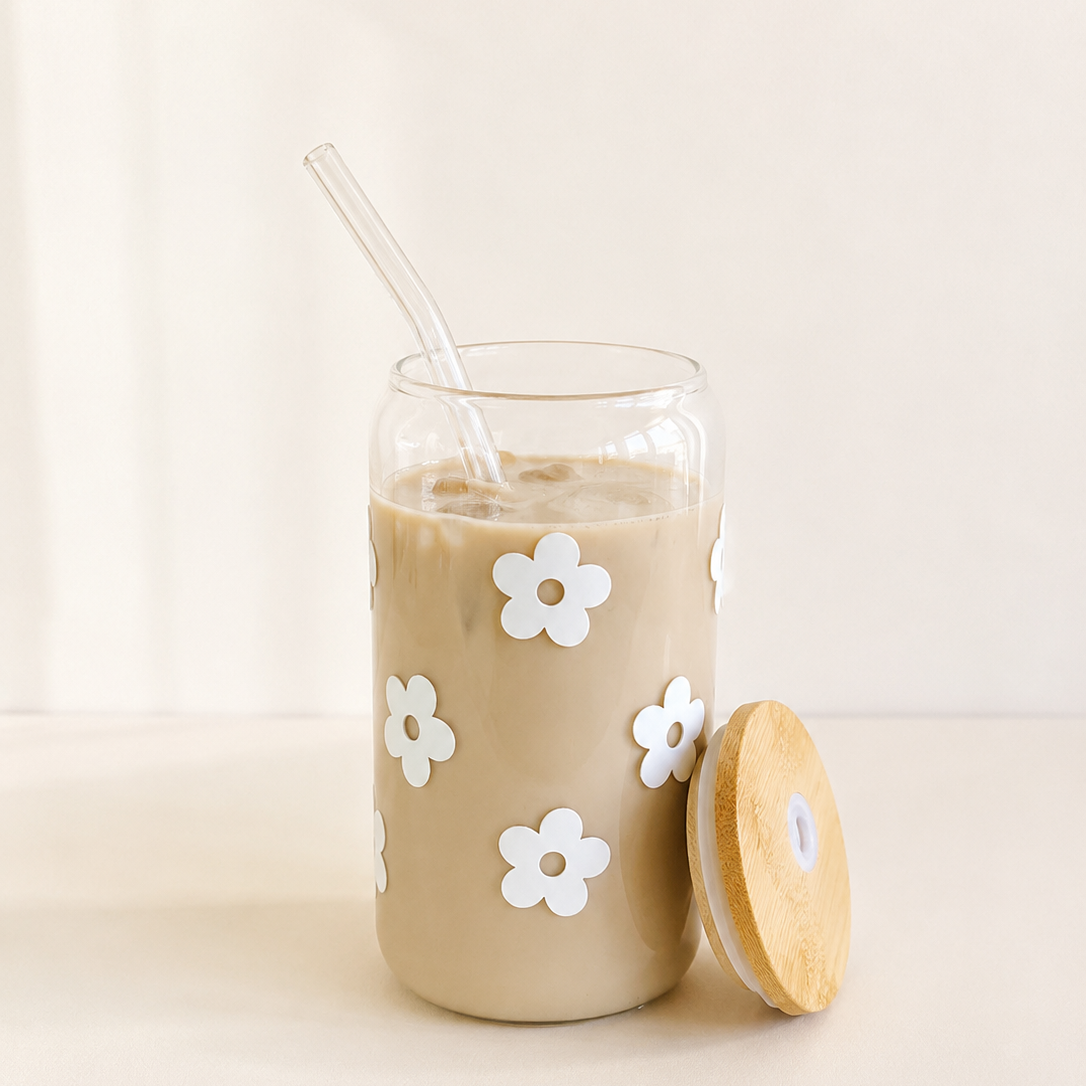 Flower Iced Coffee Glas