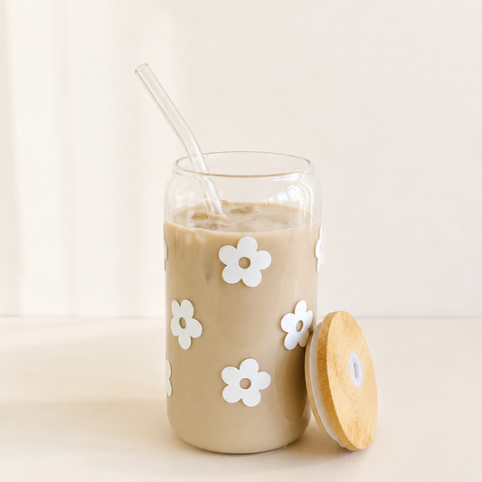 Flower Iced Coffee Glas