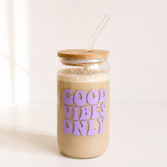 Good Vibes Only Iced Coffee Glas