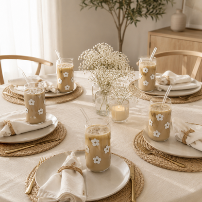 Flower Iced Coffee Glas