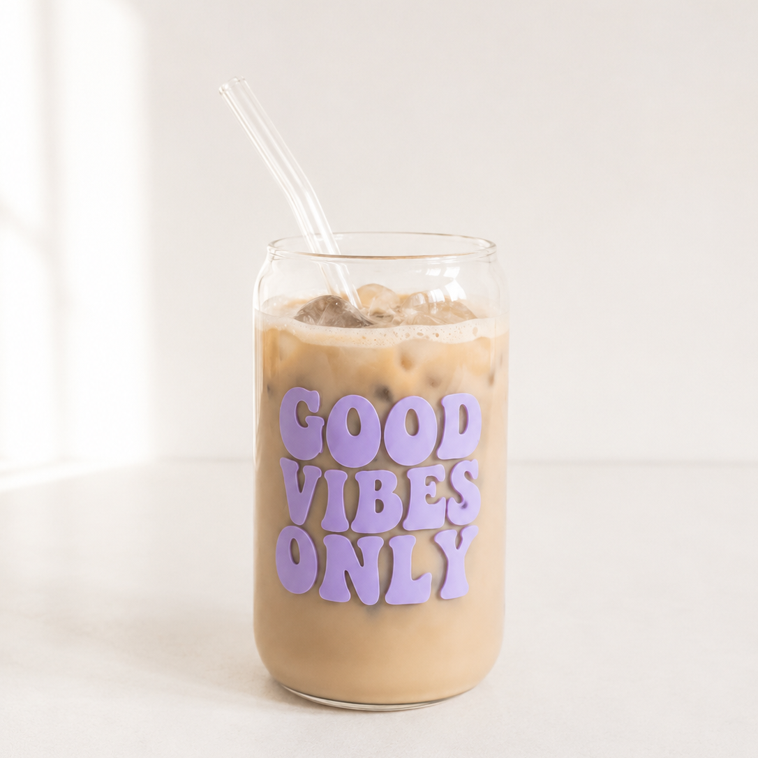 Good Vibes Only Iced Coffee Glas