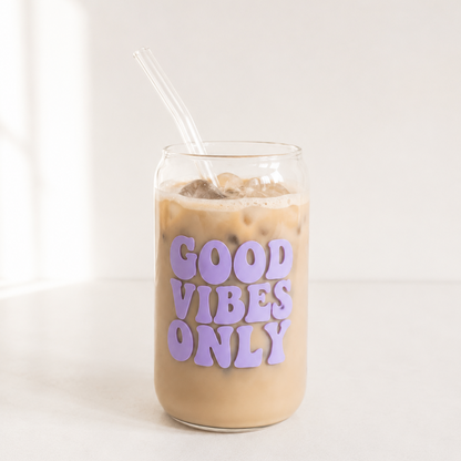 Good Vibes Only Iced Coffee Glas