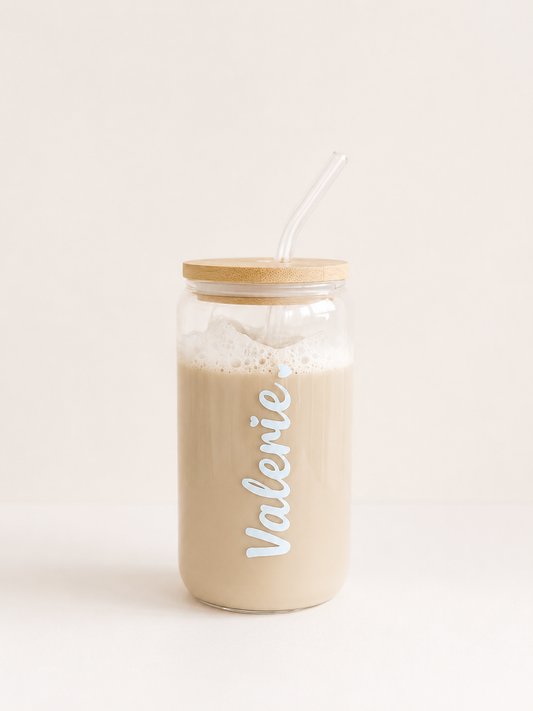 Personalisiertes Iced Coffee Glas mit Namen